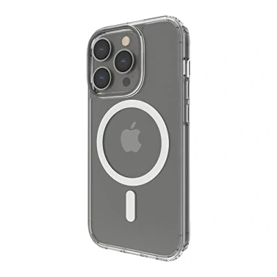 Abbildung von Belkin mit MagSafe kompatible iPhone 14 Pro Hülle, durchsichtiges, magnetisches Case integrierten Magneten und Kameraschutz durch erhöhte Ränder, geeignet zum kabellosen Laden