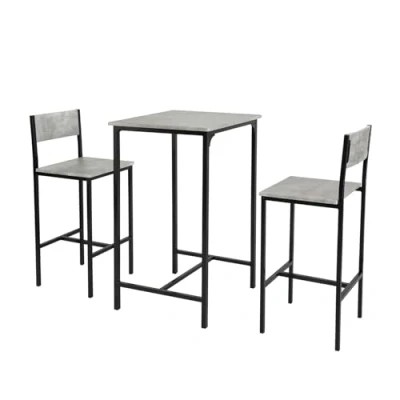 Abbildung von SoBuy OGT27 HG 3 teilig Bartisch mit Stühlen Esstisch Stehtisch Bistrotisch 2 Barhocker Sitzgruppe grau