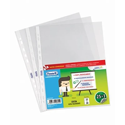 Abbildung von Favorit Buste Perforate, Lucide, Medio Spessore, 22 x 30 cm, 25 Pezzi +1 Omaggio, Trasparenti