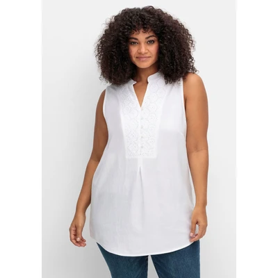 Abbildung von Sheego WEB Bluse, Damen, Größe: 40, Weiß