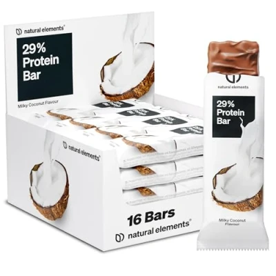 Abbildung von Proteinriegel Milky Coconut Geschmack Low Sugar Eiweißriegel 13g Protein und 167kcal pro Riegel 16x45g, vegetarisch, ohne Palmöl in Deutschland laborgeprüft