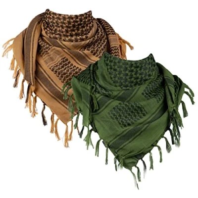 Abbildung von FREE SOLDIER Unisex Set Sports Series Shemagh Pali Tuch Kopftuch Herren Palästina Kufiya Original Turban, Grün &amp; Braun, One Size