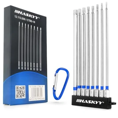 Abbildung von HASKYY Torx Bit 1/4&quot; Bits Set Magnetisch Langbits 150mm 8 tlg. T8 T40 Silber