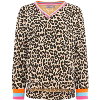 Abbildung von Zwillingsherz Sweatshirt &quot;Sweatshirt &quot;Leo Allover Neon Kante&quot;&quot;, mit Leo Muster und Kontrastbündchen