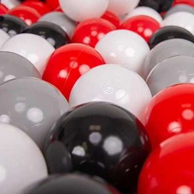 Abbildung von KiddyMoon 700 ∅ 7Cm Kinder Bälle Spielbälle Für Bällebad Baby Plastikbälle Made In EU, Grau/Weiß/Rot/Schwarz