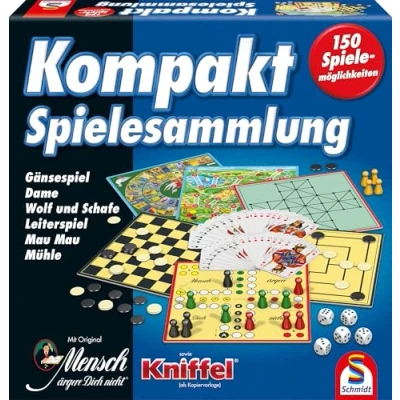 Abbildung von Schmidt Spiele Spiel Familienspiel 150er Spielesammlung blau Kompakt 49188