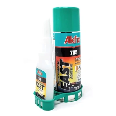 Abbildung von Sekundenkleber mit Sprüh Aktivator. Superkleber Klebebeschleuniger. Profi Alleskleber hoher Haftfestigkeit (100gr Kleber 400 ml Spray)