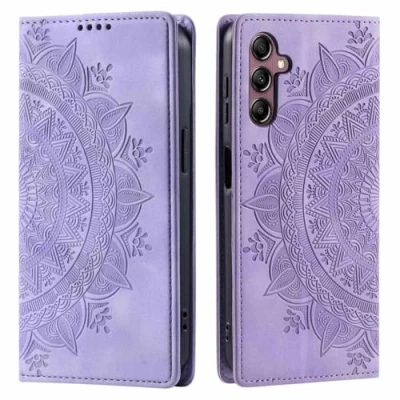 Abbildung von CoverKingz Handyhülle für Samsung Galaxy S25 Handytasche mit Kartenfach Klapp Etui Cover Handy Hülle klappbar Motiv Mandala Lila