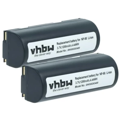 Abbildung von vhbw 2X Akku Ersatz für Fuji/Fujifilm NP 80, 80e Kamera Digicam DSLR (1800mAh, 3,7V, Li Ion)