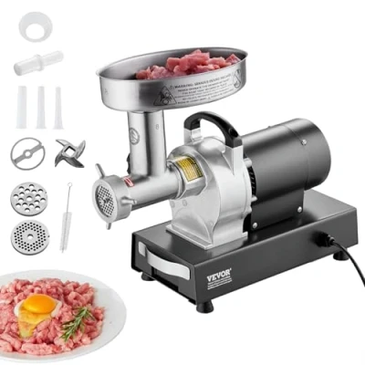 Abbildung von VEVOR kommerzieller elektrischer Fleischwolf Wurstmaschine 2,72 kg/Min. 350 W, industrieller mit Klinge &amp; Mahlplatte, multifunktionaler aus Edelstahl für Küche Restaurant