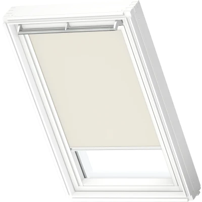 Abbildung von VELUX Verdunklungsrollo &quot;DKL 1085SWL&quot;, verdunkelnd, ohne Bohren, in Führungsschienen, Stoff hellbeige mit alufarbenen Führungsschienen &amp; Griffleiste
