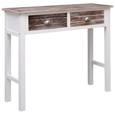Abbildung von vidaXL Holz Konsolentisch mit 2 Schubladen Flurtisch Konsole Sideboard Beistelltisch Ablagetisch Telefontisch Frisiertisch Braun 90x30x77cm