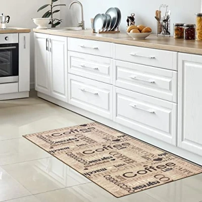 Abbildung von Carpetia Teppich Küchenläufer in beige mit Gelrücken Coffee Cappuccino Espresso, rechteckig, Höhe: 5 mm