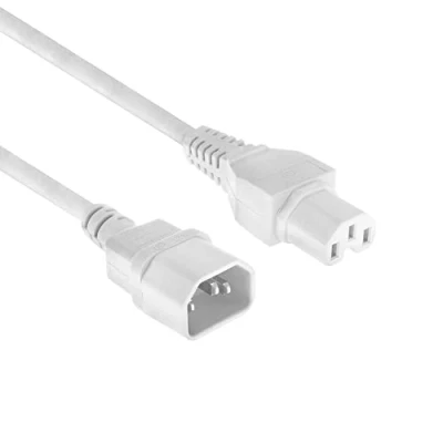 Abbildung von ACT Warmgerätekabel 1,2m, C14 Stecker auf C15 Buchse, Stromkabel Verlängerung, Warmgerätestecker Weiss AK5436