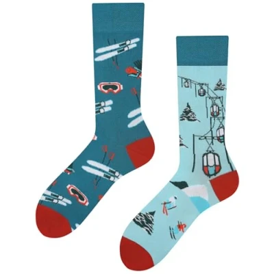 Abbildung von TODO Lustige Ski Socken mit Skifahren Motiv, Motiv Herren und Damen (Socken 39 42)