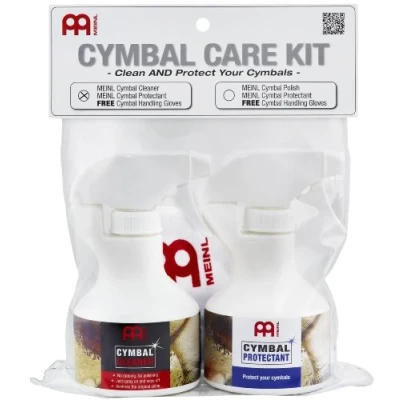 Abbildung von Meinl Cymbals MCCK MCCL Becken Pflegeset mit 250ml Beckenreiniger und Oberflächenversiegelung inklusive gratis Paar Handschuhe