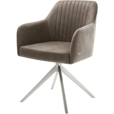 Abbildung von Drehstuhl Greg Flex Mikrofaser Taupe Vintage Kreuzgestell breit Edelstahl 360 drehbar Wippfunktion Taschenfederkern