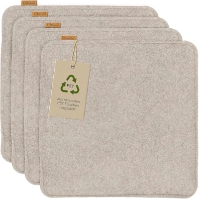 Abbildung von Miqio Sitzkissen 4 er Set Sitzauflage mit Antirutschnoppen 35 x cm, Nachhaltig: Aus recycelten PET Flaschen hergestellt.