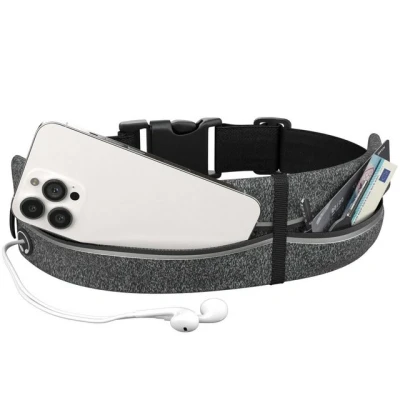 Abbildung von EAZY CASE Laufgürtel Universal Sport Bauchtasche Schmal Sporttasche für Handy Schlüssel etc. Joggingtasche Grau