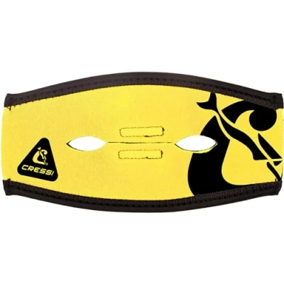Abbildung von Cressi Unisex Adult Pony Tail Neo Mask Strap Cover Neoprenriemenüberzug für Tauchmasken, Gelb/Shwarz, Einheitsgröße