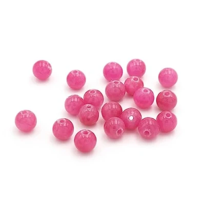 Abbildung von Vintageparts Jadeperlen in Magenta 6 mm 20 Stück zum Schmuck selber Machen Perlen auffädeln Edelsteinperlen