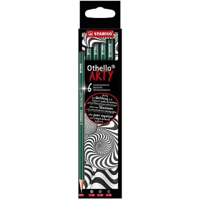 Abbildung von Bleistift STABILO Othello ARTY 6er Pack Härtegrad weich, jeweils 2x 4B, 3B, 2B