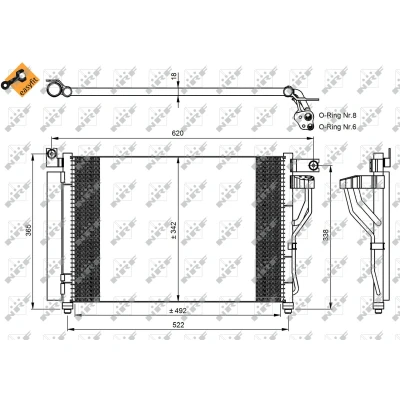 Abbildung von NRF EASY FIT 35964 Klimakondensator mit Trockner, Dichtring 14,2 9,4 Aluminium 492 HYUNDAI: ACCENT 3