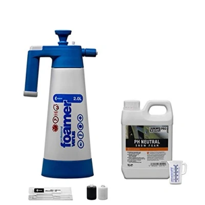 Abbildung von detailmate Vorwäsche Set aus Kwazar Venus Super Foamer Cleaning Pro+ Viton 2 l Messbecher + ValetPRO ph Neutral Snow Foam 1 Liter
