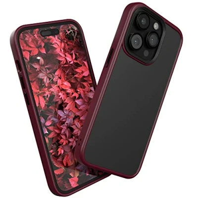 Abbildung von EAZY CASE Ultra Schutz Outdoor Hülle kompatibel mit iPhone 14 Pro, hochwertige Schutzhülle Aufprallschutz, Stoßfest und Kratzfest, dünne Handyhülle Kameraschutz, Dunkel Rot