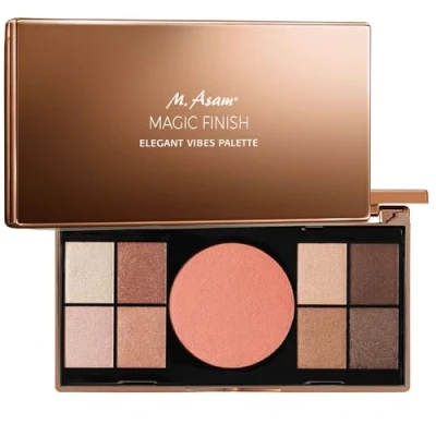 Abbildung von M. Asam MAGIC FINISH Elegant Vibes Palette (8 x 0,75 g / 3 g) Face mit 8 harmonisierenden Lidschatten, einem Blush &amp; integriertem Spiegel, vielseitige Looks, Make up