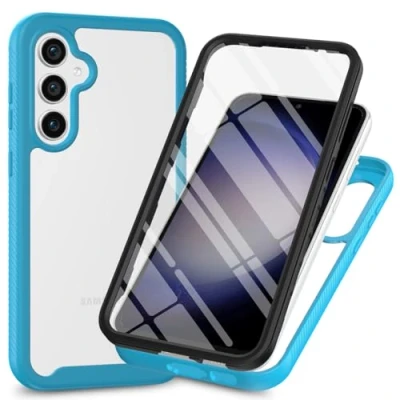Abbildung von XINNI Hülle für Samsung Galaxy S24 Plus 5G, 360 Grad Stoßfeste Schutzhülle mit Integriertem Bildschirmschutz, Robuster Bumper Outdoor Full Body Case, Hellblau