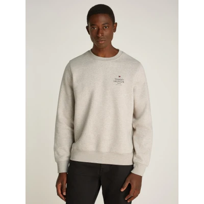 Abbildung von Tommy Hilfiger Stack Sweatshirt, Herren, Größe: Medium, Heathered pebble