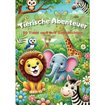 Abbildung von Malbuch für Kinder: Tierische Abenteuer mit Kurzgeschichten: 50 Ausmalbilder Kurzgeschichten