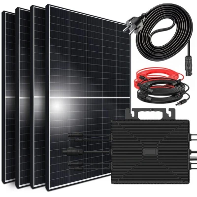 Abbildung von SUNNIVA® 1800W Balkonkraftwerk 1600W komplett Steckdose Astro Energy Wechselrichter PV Solaranlage Komplettset 4x 450W Black Frame Solarmodule inkl. 5m Kabel Bluetooth WIFI