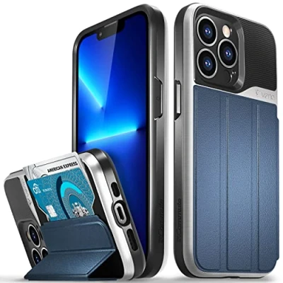 Abbildung von VENA vCommute Brieftasche Hülle für Apple iPhone 13 Pro (6.1&quot; Inch), (Military Grade, Kartenfach) HandyHülle mit Standfunktion, Leder Flip Etui Schutzhülle Blau