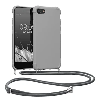 Abbildung von kwmobile Necklace Case kompatibel mit Apple iPhone SE (2022) / (2020) 8 7 Hülle Cover Kordel zum Umhängen Silikon Schutzhülle Taupe