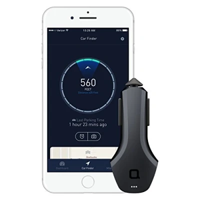 Abbildung von Nonda Kfz Laden USB Autoladegerät Smart Car mit 2 Ports, Ladegerät, Ultra Schnelles Laden, inkl. App, Charger, Bluetooth Verbindung, Finder, GPS Tracking, Fahrtenbuch Schwarz