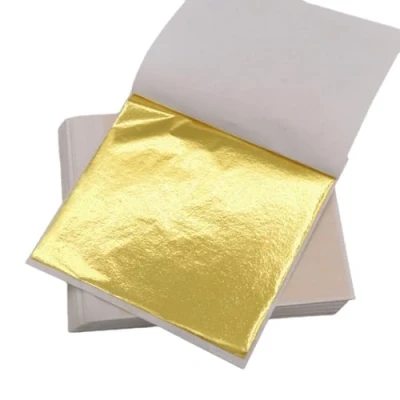 Abbildung von ILantule 100 Blatt Imitation Blattgold,Blattgold,Goldpapier zum Basteln,Blattmetall, Blattgold Acrylmalerei,zum Basteln DIY Crafting(8 * 8cm)
