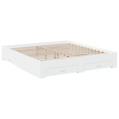 Abbildung von vidaXL Bettgestell, Bett mit Schubladen für Schlafzimmer, Bettrahmen Lattenrost, Schlafzimmerbett Doppelbett, Weiß 200x200cm Holzwerkstoff