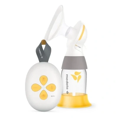 Abbildung von Medela Solo Elektrische Einseitige Milchpumpe Leiser Betrieb Aufladbar über USB Mit PersonalFit Flex Brusthaube und 2 Phase Expression Technologie