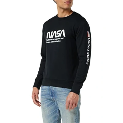 Abbildung von Mister Tee NASA US Crewneck Sweatshirt, Herren, Größe: Small, Black