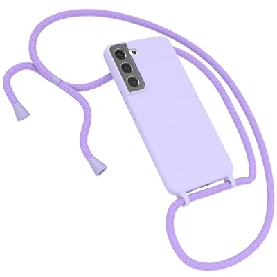 Abbildung von EAZY CASE Premium Silikon Handykette kompatibel mit Samsung Galaxy S22 5G Handyhülle Umhängeband, Handykordel Schutzhülle, Silikonhülle, Hülle Band, Kette für Smartphone, Lavendel Lila