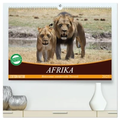 Abbildung von Afrika. Botswanas wundervolle Tierwelt (hochwertiger Premium Wandkalender 2025 DIN A2 quer), Kunstdruck in Hochglanz