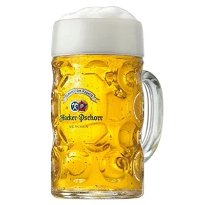Abbildung von Bavariashop Hacker Pschorr Glas Masskrug 1,0 Liter, Wiesnmaßkrug aus