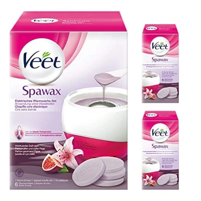 Abbildung von Veet Spawax elektrisches Warmwachs Set 1x Gerät, 2x6 Wachsscheiben (2er Pack)
