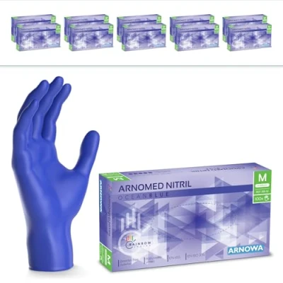 Abbildung von 1000 Stück ARNOMED Einweghandschuhe Dunkelblau, Einmalhandschuhe M, Nitril Handschuhe Einweg, Nitrilhandschuhe puderfrei, Gummihandschuhe Schutzhandschuhe, in S, L, XL
