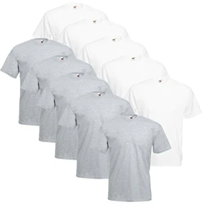 Abbildung von Fruit of the Loom Valueweight Herren T Shirt, kurzärmelig, 5 Stück, Weiß/5 Grau, S