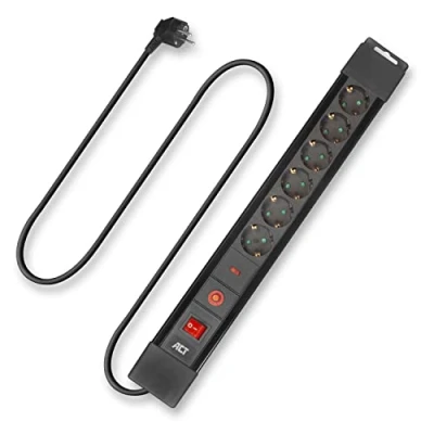 Abbildung von ACT Steckdosenleiste Überspannungsschutz 13500A, Power Strip 1.5m, Steckerleiste mit Schalter, Verteilersteckdose 45 Grad Winkel AC2450