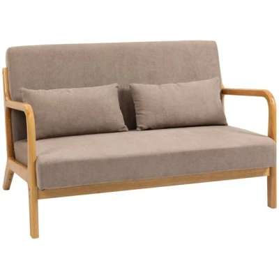 Abbildung von HOMCOM 2 Sitzer Sofa Zweisitzer mit Kissen, Doppelsofa Samtoptik, Loveseat