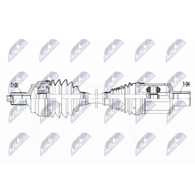 Abbildung von NTY NPW ME 102 Antriebswelle Vorderachse links 522 Automatikgetriebe MERCEDES BENZ: CLS Coupe, E Klasse T modell, Limousine
